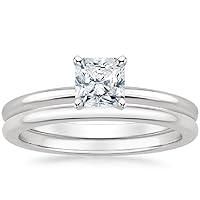 Radiant Moissanite Engagement Ring, 1ct Square Cut, Sterling Silver Solitaire Setting