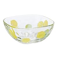 Aderia 6127 Glass Bowl, Square Bowl, Fruit Drop, Lemon, Yellow, 1 Box, Made in Japan
