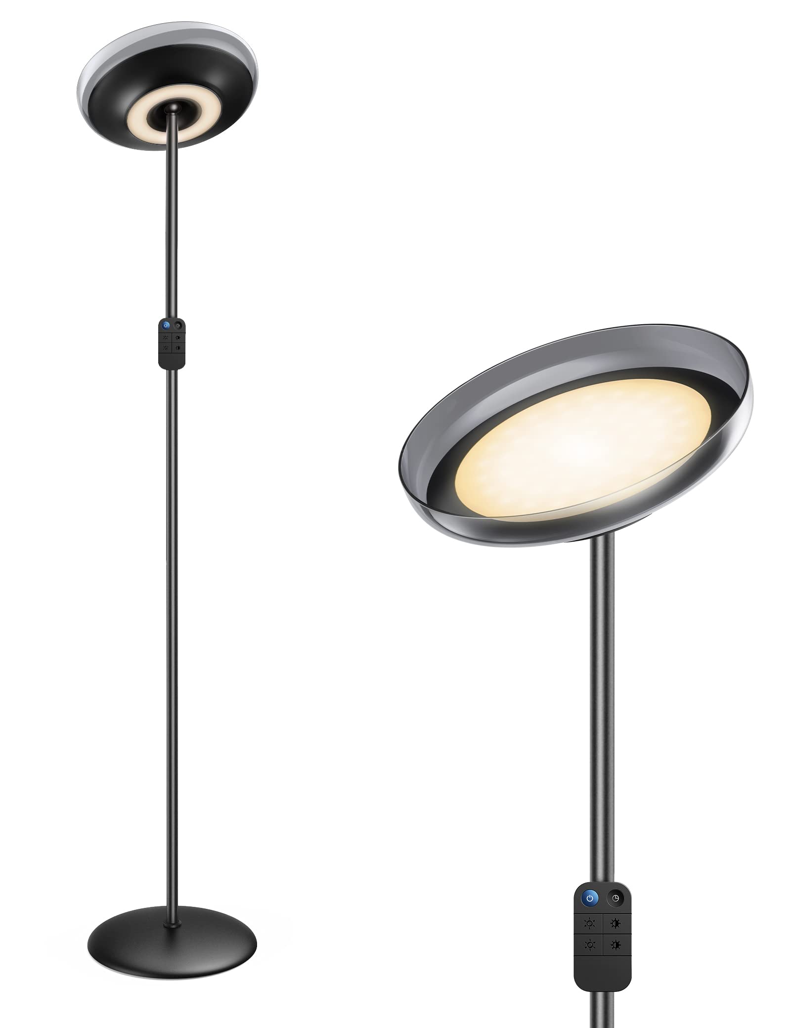 LED Floor Lamp, 2-in-1 Modern Torchiere Floor Light with 16 Lighting Settings, Rotate Head and Extendable Height,Energy Saving Memory Function Time...