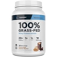 Transparent Labs Grass-Fed Whey Protein Isolate - Natural Flavor, Gluten Free Whey Protein Powder w/ 28g of Protein per Serving & 9 Essential Amino Acids - 30 Servings, Chocolate Peanut Butter