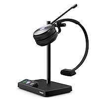 Yealink WH62 Mono Wireless DECT Headset, Teams Certified, Single Ear Office Headset for Desk Phone and Computer Softphone, Noise Canceling Microphone, Wireless Range Up to 525 ft,13 Hours Talk time
