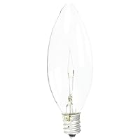 Westinghouse Lighting 0368200, 25 Watt, 130 Volt Clear Incand B9.5 Light Bulb, 2500 Hour 170 Lumen