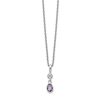 925 Sterling Silver Polished White Ice Amethyst and Diamond Necklace 18 Inch Measures 5mm Wide Jewelry for Women
