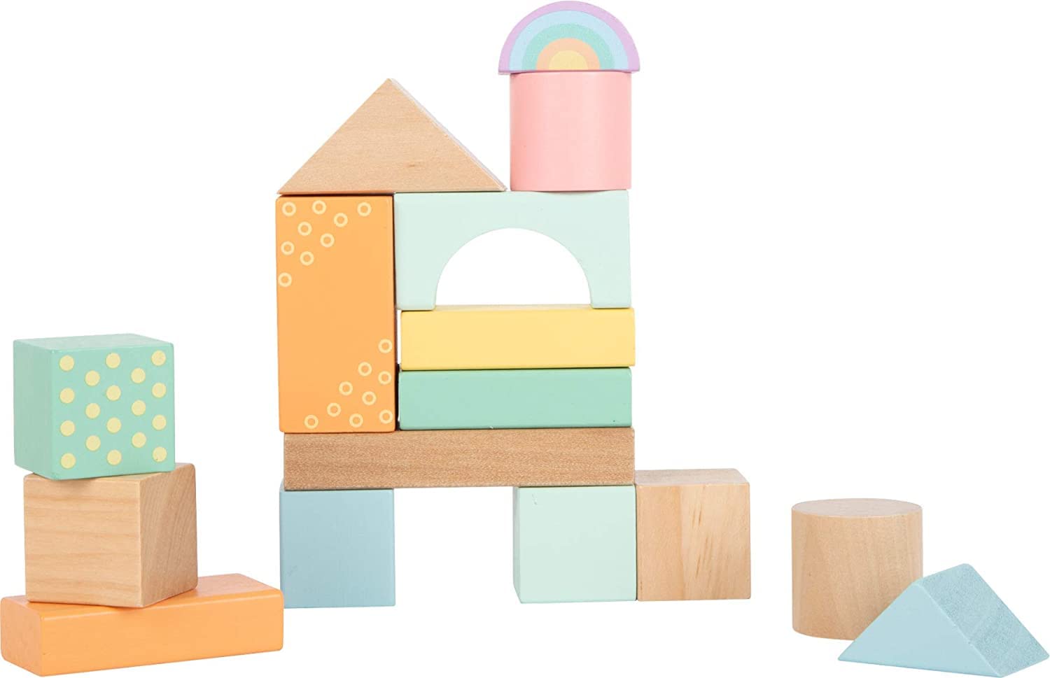 Small Foot- 50 Pastel Wooden Building Block Playset- Stacking Toys for Boys and Girls Ages 12+ Months-Montessori-Perfect for Birthdays and Holidays