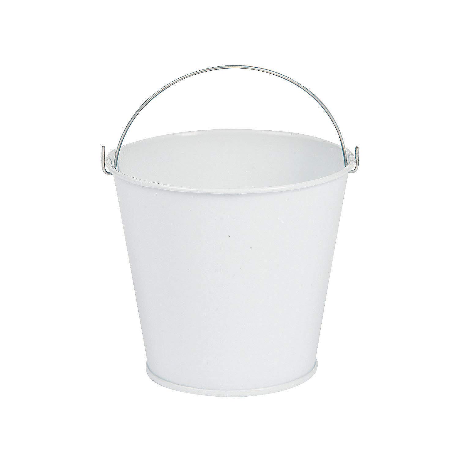 Mini White Metal Pails with Handles - Set of 12 - Wedding, Event and Party Container Supplies