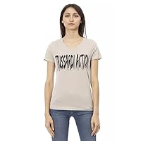 Trussardi Action Elegant V-Neck Tee with Chic Front Women's Print