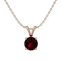 VVS Gems Certified Classic 10K Gold Beautiful Round Cut 0.25 Carats Created Gemstone Solitaire Pendant Necklace for Women, Birthstone Jewelry