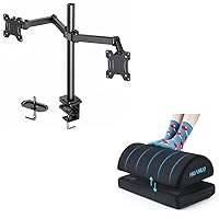 Foot Rest for Under Desk at Work, HUANUO Dual Monitor Arms Desk Mount for 13 to 27 inch