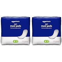 Thick Maxi Pads for Periods, Super Absorbency, Unscented, 48 Count, 2 Pack (Previously Solimo)