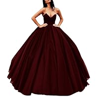 VeraQueen Women's Sweetheart Tulle Quinceanera Dress Long Strapless Formal Party Gown Evening Dress