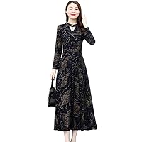 Autumn Winter Long Sleeve Thick Casual Dress Women Elegant Party Formal Black