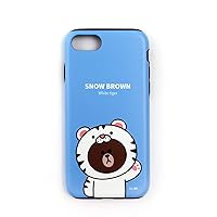 LINE FRIENDS Officially Licensed Product iPhone SE (3rd Generation/ 2022) Case, Jungle Brown Dual Guard Snow Brown, 4.7-inch iPhone, Back Cover, Wireless Charging Compatible, iPhone