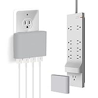 iHome Power Rover Power Strip & Slim USB Wall Charger Bundle: Detachable Multiport USB Charger & 6 ft Extension Cord Multi Plug Outlet Extender, 9 AC Outlet Power Strip Surge Protector