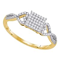 The Diamond Deal 10kt Yellow Gold Womens Round Diamond Square Cluster Ring 1/5 Cttw