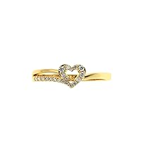 VVS Gems Heart Design Ring in 14K Gold with Round Cut Natural Diamond (0.15 ct) with White/Yellow/Rose Gold Romance Ring for Women (IJ-SI)
