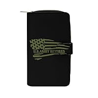 US Army Retired Flag Fashion Long Wallet for Men Women Coin Pouch Credit Card Holder Purses & ID Window, 19.7x11x3.5cm, style
