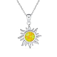 Personalized Irradiance Summer Beach Fun Created Golden Yellow Orange Fire Opal Flaming Sunshine Star Sunburst Necklace Pendant Women Gold Plated .925 Sterling Silver October Birthstone Customizable