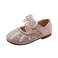 Girls Dress Shoes Girl Ballet Flats Mary Jane Shoes with Bow Diamond Girls Shoes Princess Shoes Flats Wedding Shoes for Kids