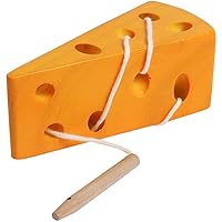 Wooden Lacing Cheese Threading Toy Montessori Airplane Travel Game Toys Wood Block Puzzle Fine Motor Skills Activity Learning Educational Gift for Toddlers Baby Kids 3 4 5 Years Old, 1 Cheese