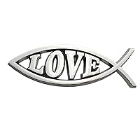 OnlyYou.X Love Fish Emblem Fish Love Badge Christian Fish Symbol Decal Fish Love Sticker Fish Decal for Universal Car and Motocycle 1 Piece ABS Silver