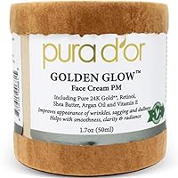 PURA D'OR Golden Glow Face Cream PM (1.7oz) Anti Aging Face Cream With Pure 24K Gold for Firmer Skin, Reduced Appearance of Wrinkles and Increased Appearance of Brighter Skin