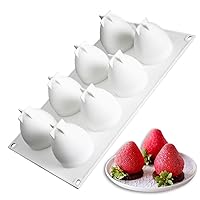 Strawberry Silicone Mold for Baking Mousse Cake, Fruit French Dessert, Pastry, Chocolate, Ice Cream Mould, Cake Decoration Mold, 3D Strawberry Shape (8-Cavity)