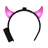 Light Up Devil Horns Pink LED Halloween Costume for Trick or Treating and Night Time Safely