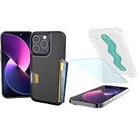 Smartish iPhone 14 Pro Wallet Case & iPhone 14 Pro Tempered Glass Screen Protector 2-Pack - Bundle