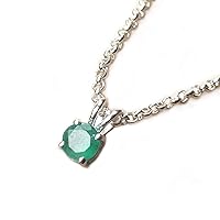 Dainty Emerald 925 Sterling Silver Pendant Necklace