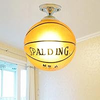 Ceiling Lamp, Creative Basketball Shape Ceiling Light with Glass Lampshade Decorative Arts Home Lighting Fixtures for Boys Room Game Bedroom Sports Shop