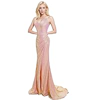 Fashionable Slim Shoulder Colored Sequin Dress, Open Back Mermaid Evening Dress, Bridesmaid Ball Dress