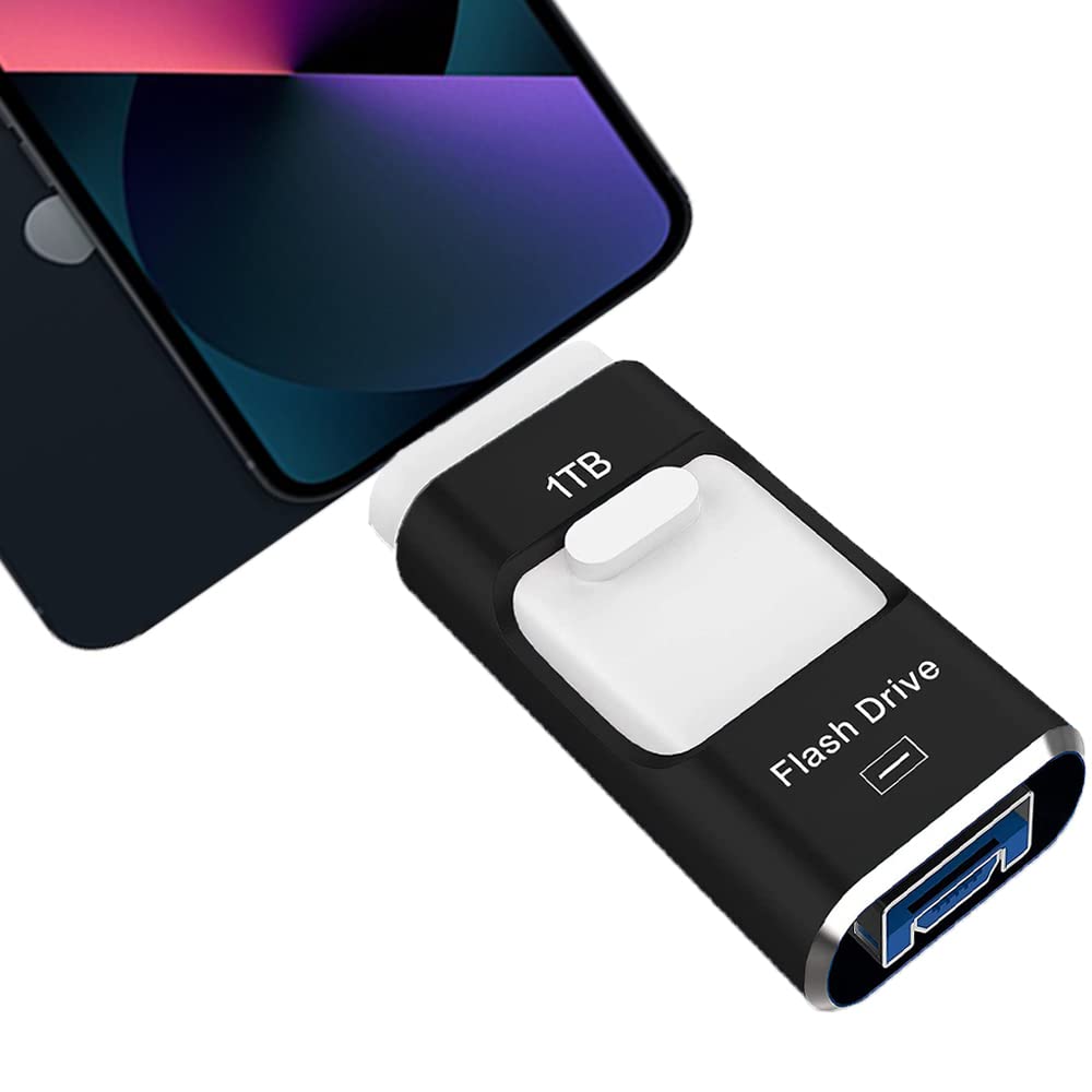 USB Flash Drive 1TB, STTARLUK Pen Drive Compatible with Phone/Pad External Storage USB Stick Memory Stick Compatible with Pad/Pod/Mac/Android/PC (Black, 1TB)