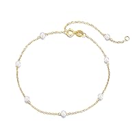 KECHO 14k Solid Gold Pearl Bracelet for Women, Freshwater Cultured Pearls Fine Jewelry Birthday Gifts for Her