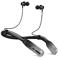 Neckband Bluetooth Headphones, 200H Extra Long Playtime Wireless Stereo Neckband Earbuds with Microphone, Waterproof Balanced Armature Drivers in Ear Headset for Sports/Workout (Silver)