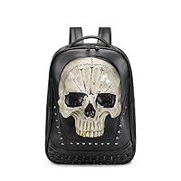 3D Skull Backpack, 3D Kreepsville Skull ，Luminous Skull Backpack,Large Leisure Backpack Bag, Black