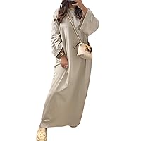 Maxi Dress for Women,Abaya,100% Polyester Long Sleeve Dress,Comfortable and Loose