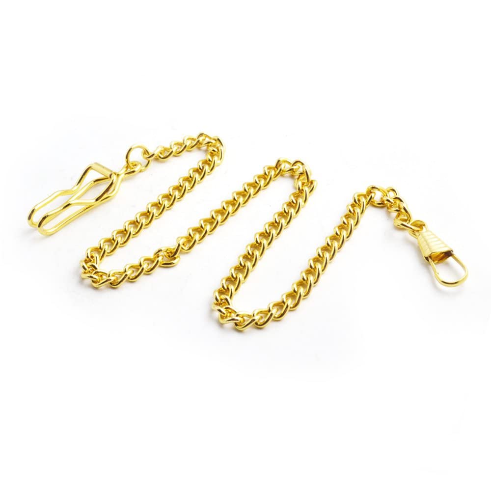 BOSHIYA Pocket Watch Chain for Men Gold Vintage Metal Alloy Albert Vest Chain 14.9 Inch Clip Pocket Watch Chains Link