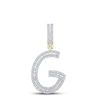 The Diamond Deal 10kt Yellow Gold Mens Baguette Diamond Initial G Letter Charm Pendant 3/4 Cttw