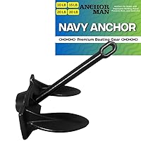 Navy Anchor (10lb 15lb 20lb 30lb) – Black Vinyl Coated Naval Anchors for Boats with Impressive Holding Power - Prevents Rust, and Scratches