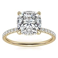 Moissanite Engagement Ring, 1.5 ct Cushion Cut Solitaire, Sterling Silver Band, Bridal Wedding Ring for Her