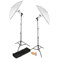Westcott uLite LED 2-Light Umbrella Kit, Includes 45W Daylight Dimmable LED Bulb, 500W uLite Constant Light, 2.4 GHz Dimmer Remote