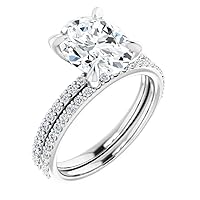 10K Solid White Gold Handmade Engagement Rings 2.75 CT Oval Cut Moissanite Diamond Solitaire Wedding/Bridal Ring Set for Wife/Her Promise Rings