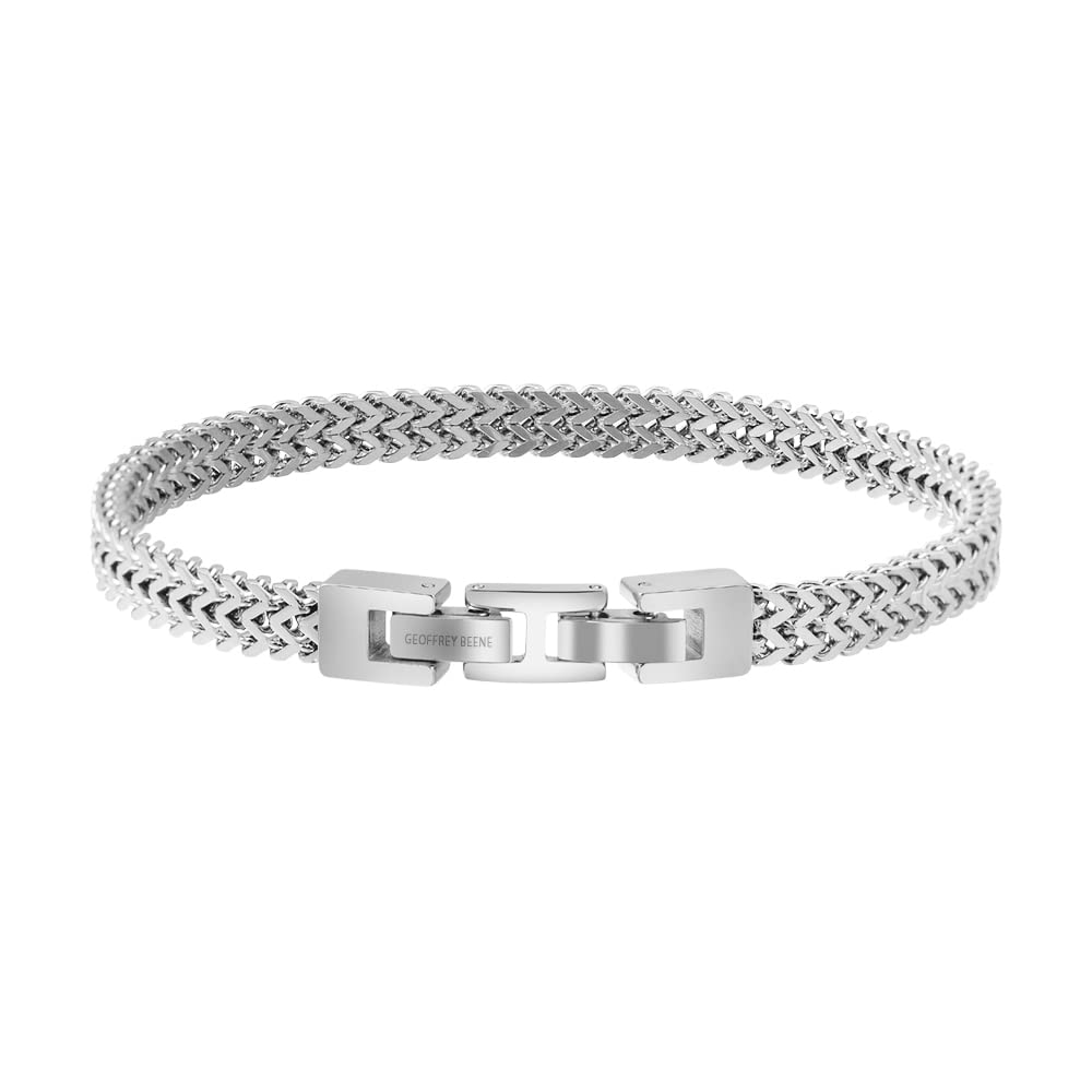 Geoffrey Beene Men’s Stainless Steel Double Franco Chain Bracelet with Extension