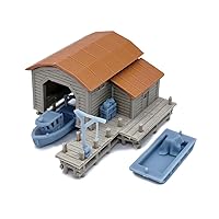 Railway Scenery Boat House Set with Boat and Pier 1:160 N Scale