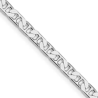 925 Sterling Silver Rhodium Plated 3.75mm Flat Nautical Ship Mariner Anchor Chain Necklace Jewelry for Women - Length Options: 18 20 22 24
