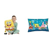 Franco Spongebob Kids Bedding Super Soft Plush Cuddle Pillow Buddy, One Size Kids Bedding Super Soft Microfiber Reversible Pillowcase, 20 in x 30 in, Spongebob Squarepants