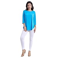 Jostar Women's Basic Tunic Top - 3/4 Sleeve Round Hem Solid T Shirts