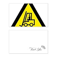 Warning Symbol Yellow Black Forklifts Triangle Thank You Card Birthday Paper Greeting Wedding Appreciation