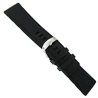 26mm Trendy Black Rubber Silicone Raised Stripe Waterproof Watch Band Strap