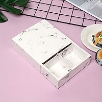 Ins Marble Paper Cake Boxes For 2/4/6 Cavity Moon Cake Cookie Packaging, 10 Sets (Marble- 4 Cavity)